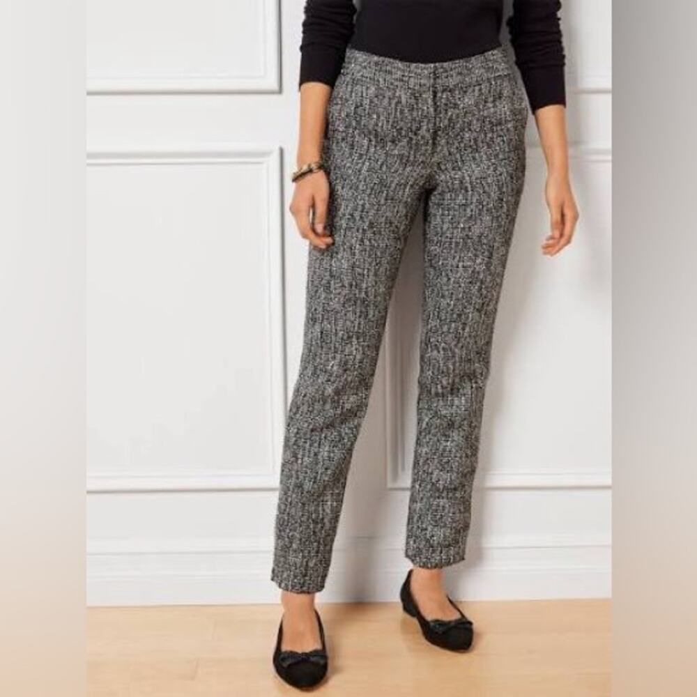 Talbots Hampshire Tweed Ankle Pants Size 4P Black Metallic Sequin Office Holiday